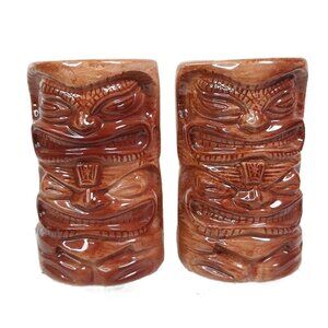 Tiki Totem Ceramic Salt & Pepper Shakers Hawaiian
